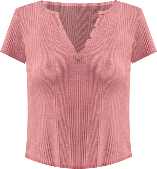 Women's Short Sleeve Henley Neck Top