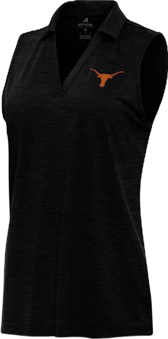 Women's Heather Black Texas Longhorns Layout Sleeveless V-Neck Polo Shirt