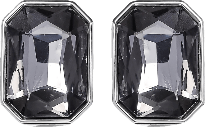 Faceted Gemstone Stud Earrings in Smoke Grey