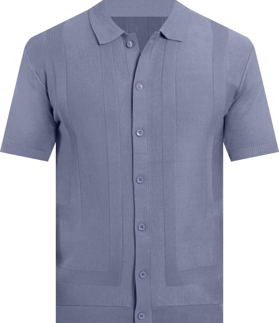 Men's Classic Ribbed Texture Polo Sweater