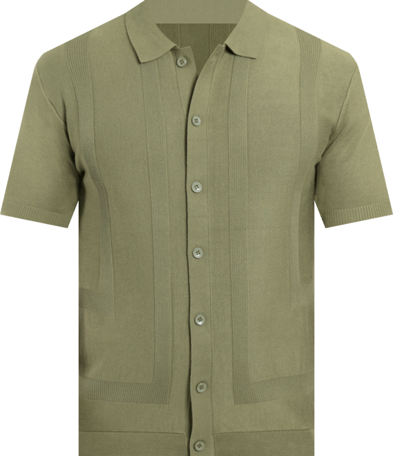 Men's Classic Ribbed Texture Polo Sweater