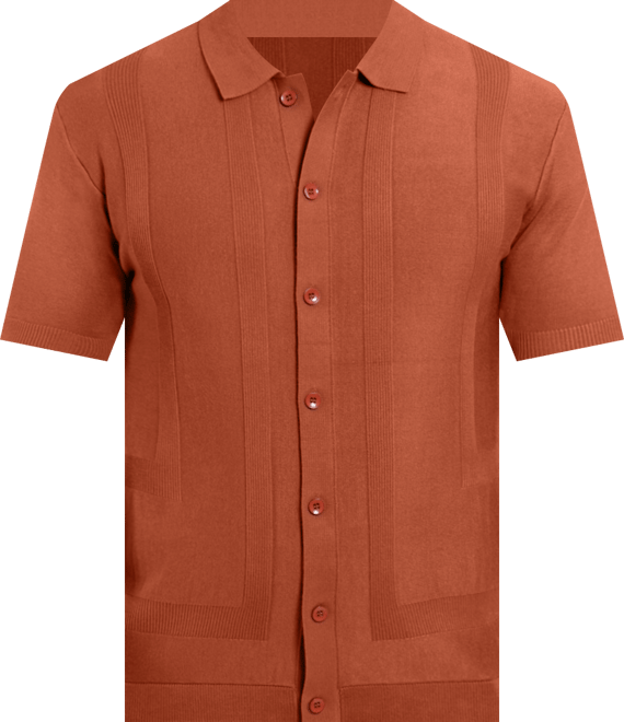 Men's Classic Ribbed Texture Polo Sweater