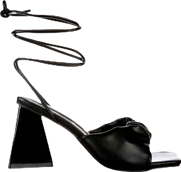 Primavera Ruched Triangular Heel Lace Up Sandal Women