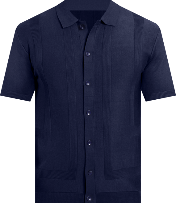 Men's Classic Ribbed Texture Polo Sweater