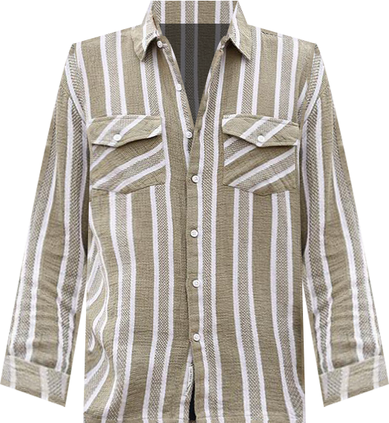 Men's Peanut Brown & Off-White Utility Halo-Stripe Oversized Shirt