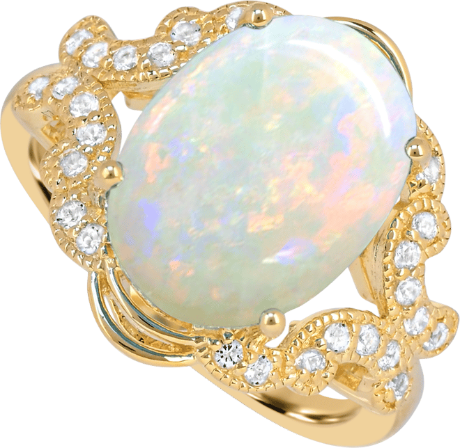 Blue Topaz (7 ct. t.w) Oval Ring in 14K Gold Plated Sterling Silver