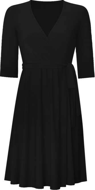 Women's Essential Wrap Dress with 3/4 Sleeves