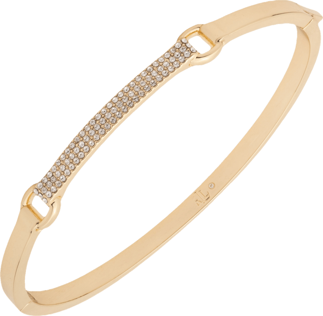 Gold-Tone Crystal Hinge Bangle Bracelet