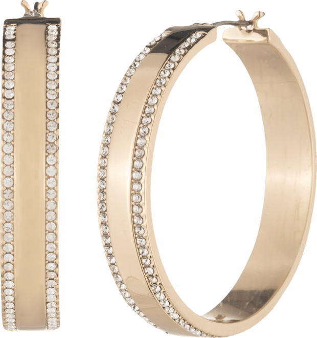 Medium Pave Hoop Earrings, 1.4"