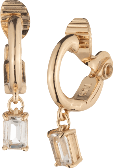 Gold-Tone Crystal Drop Hoop Earrings