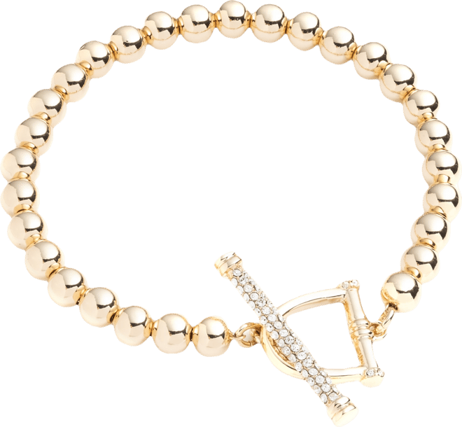 Gold-Tone Toggle Beaded Flex Bracelet