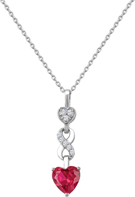 Lab-created Ruby 1-1/3 ct. t.w. Lab-created White Sapphire 1/6 ct. t.w. Heart Infinity Pendant in Sterling Silver