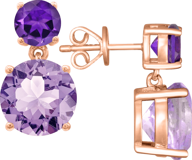Rose de France 5-5/8 ct. t w. and Amethyst 1-1/3 ct. t.w.Drop Earrings in 14K Gold-Plated Sterling Silver