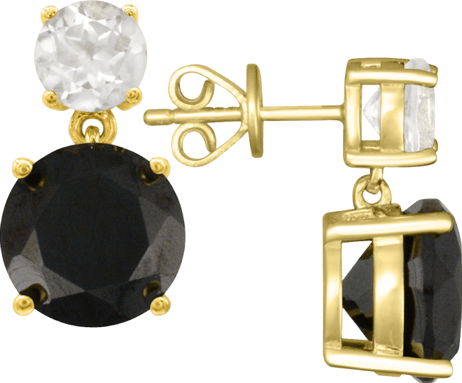 Rose de France 5-5/8 ct. t w. and Amethyst 1-1/3 ct. t.w.Drop Earrings in 14K Gold-Plated Sterling Silver