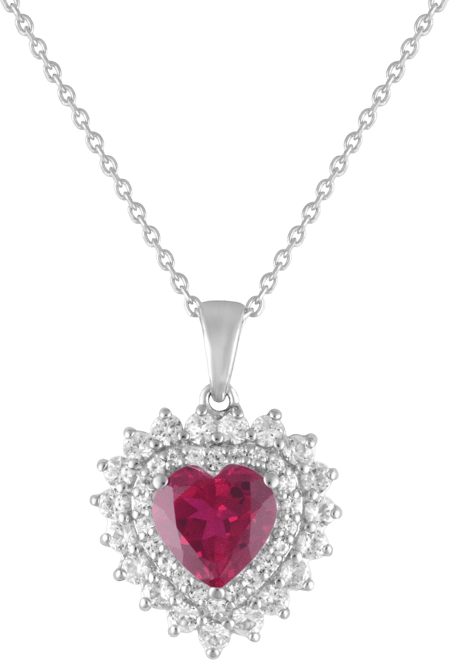 Blue Topaz 1-7/8 ct. t.w. Lab-created White Sapphire 1-1/4 ct. t.w. Heart Pendant in Sterling Silver