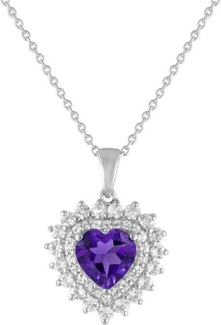 Blue Topaz 1-7/8 ct. t.w. Lab-created White Sapphire 1-1/4 ct. t.w. Heart Pendant in Sterling Silver