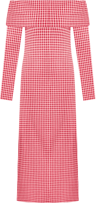 Women's Gingham Off The Shoulder Midi Dress