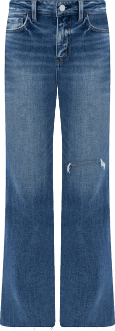 Women's High Rise Raw Hem Straight Jeans