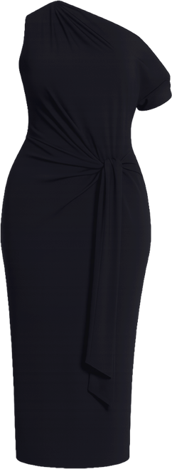 Women's Plus Size Off The Shoulder Tie Front Midi Dress