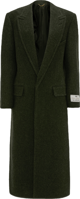 Curved Sleeve Overcoat In Dark Olive Melange