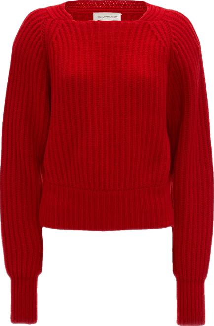 Rib Detail Cropped Jumper In Cayenne