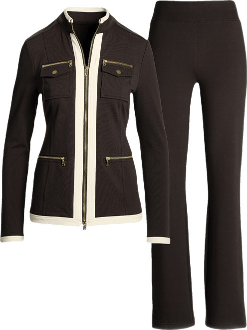 Chic Zippered Sport Coordinate Set Olive Night