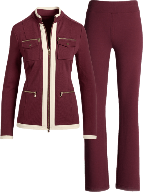 Chic Zippered Sport Coordinate Set Black/White