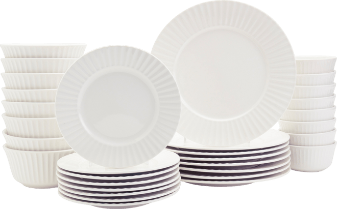 Round Embossed 32 Pc. Dinnerware Set, Service for 8