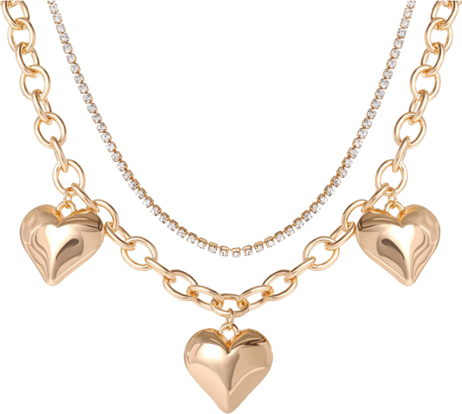 Triple Heart Statement Necklace