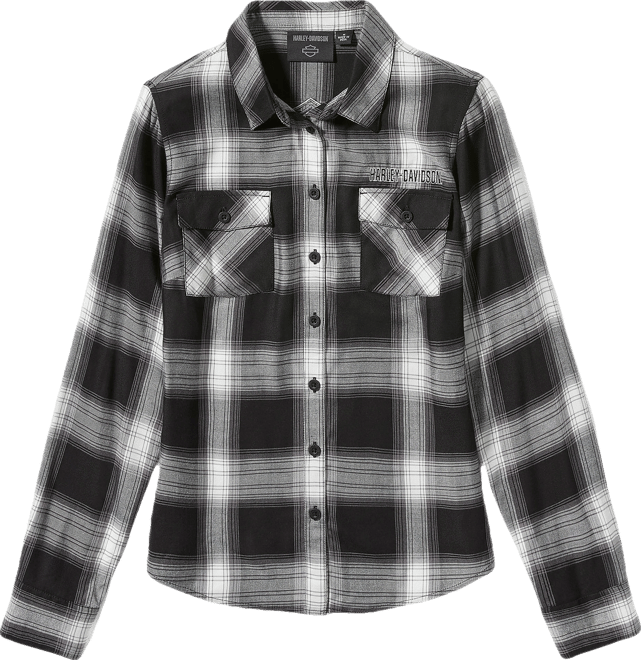 Harley-Davidson & EEZAN 上下セット Women's Essential Bar & Shield Woven Plaid Long Sleeve | Harley