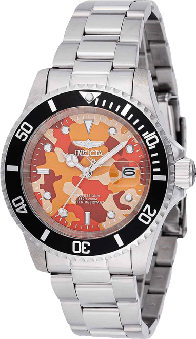 Men's 48569 Pro Diver Quartz 3 Hand Camouflage, Orange