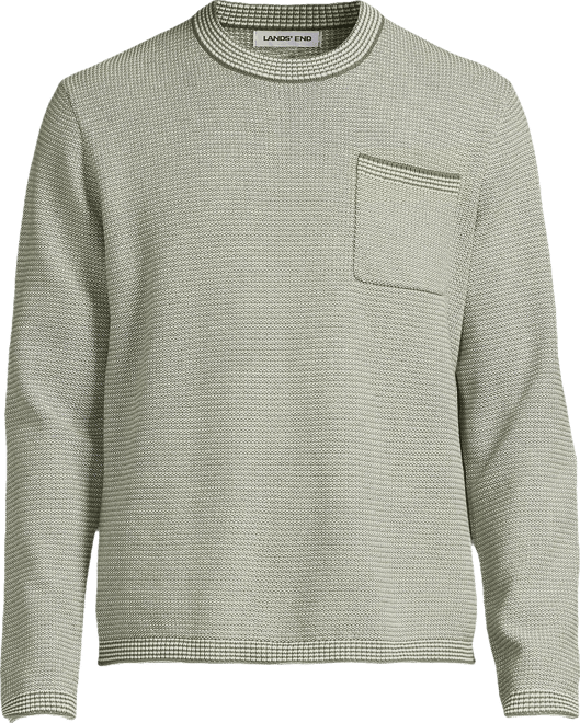Men's Long Sleeve Textured Cotton Crewneck Sweater