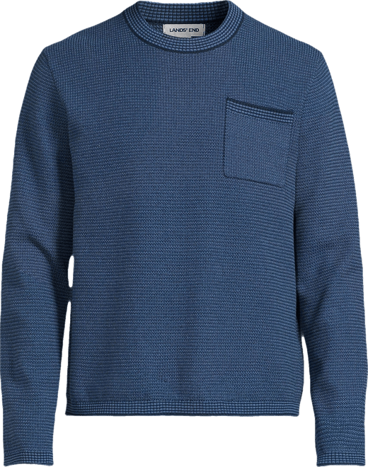 Men's Long Sleeve Textured Cotton Crewneck Sweater