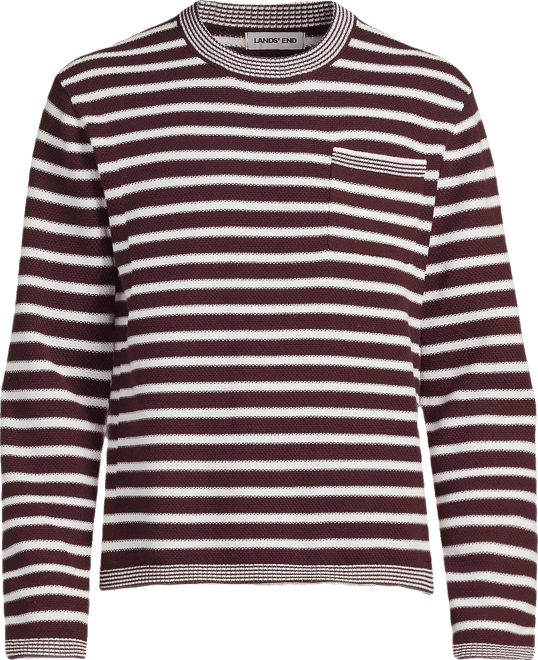 Men's Long Sleeve Textured Cotton Crewneck Sweater