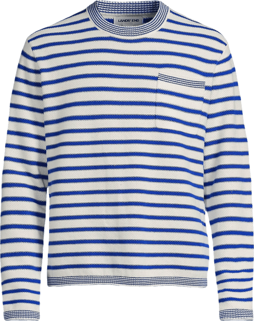 Men's Long Sleeve Textured Cotton Crewneck Sweater