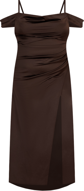 Trendy Plus Size Off-The-Shoulder Satin Gown