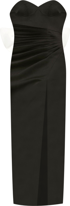 Women's Satin Strapless Bustier Gown With Oversized Bow