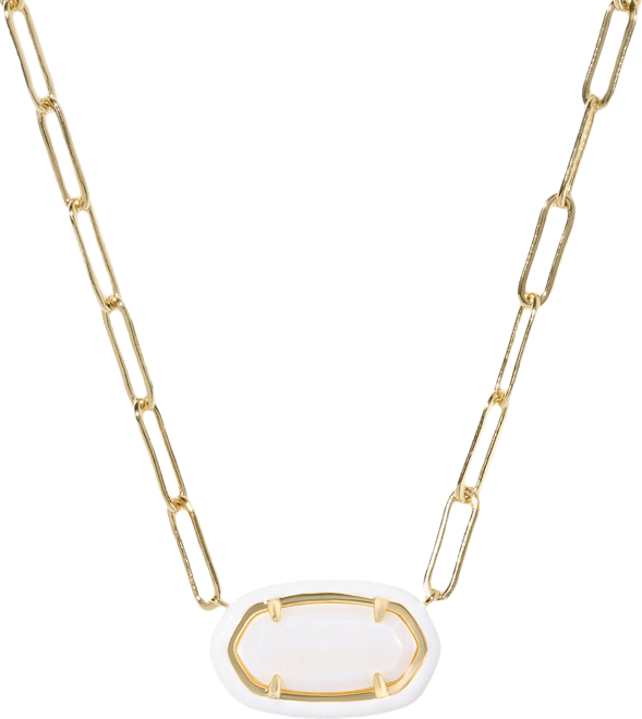 Elisa Enamel Frame Paperclip Necklace, 17" + 3" extender