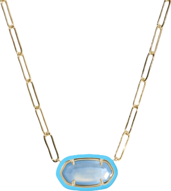 Elisa Enamel Frame Paperclip Necklace, 17" + 3" extender