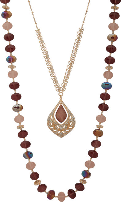 Beaded Multi-Row Necklace, 32"