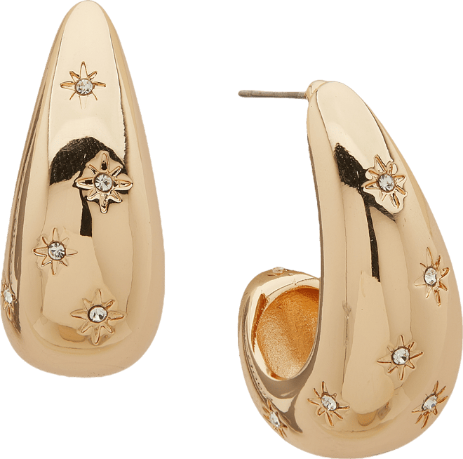 Pave Puffy Hoop Earrings