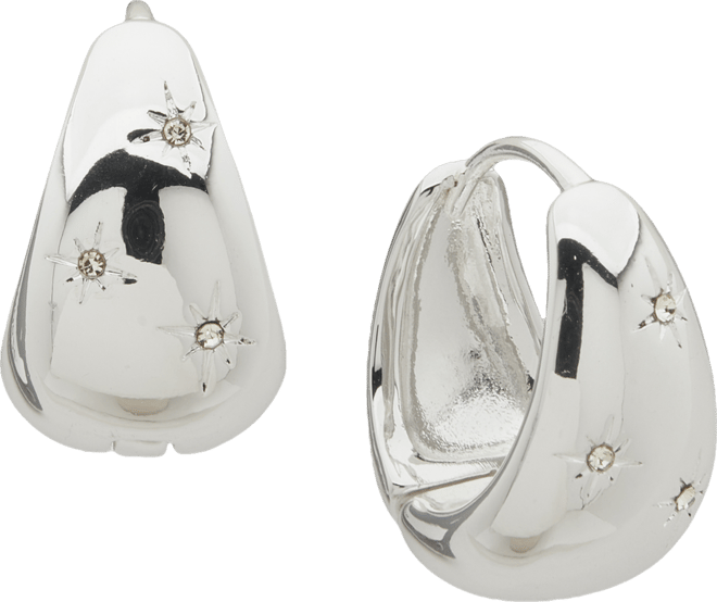 Pave Puffy Hoop Earrings