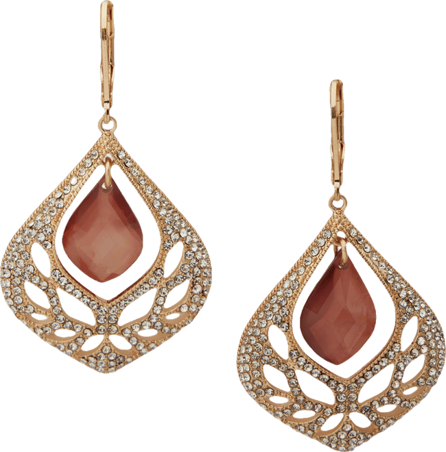 Open Stone Branch Drop Earrings