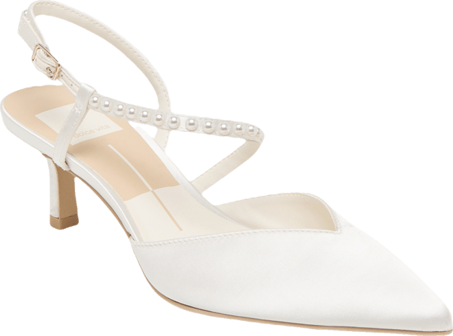 Women's Kamra Pearl Mid Satin Strappy Kitten Heel Pumps