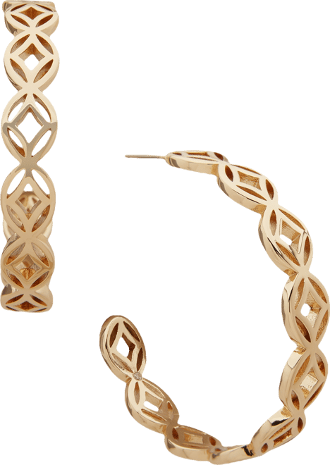 Gold-Tone Cutout Medium C Hoop Earrings, 1.65"