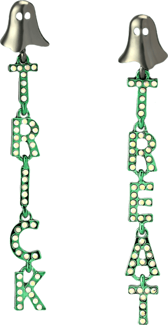 Faux Stone Halloween Ghost Trick or Treat Linear Earrings