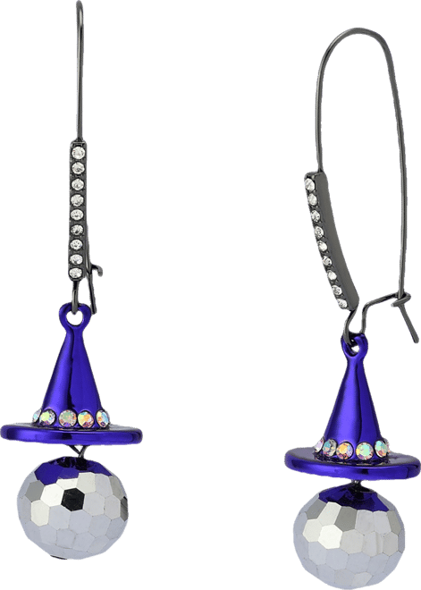 Faux Stone Witch Hat Disco Ball Dangle Earrings