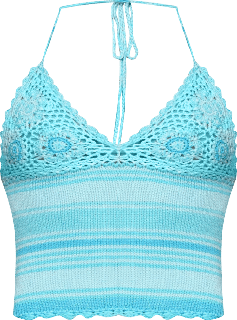 Women's Suanne Crochet & Knit Stripey Halter Top