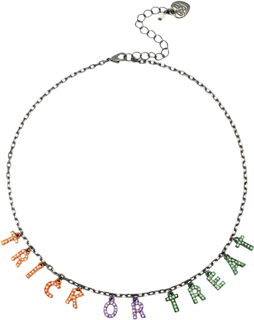 Faux Stone Halloween Trick or Treat Bib Necklace