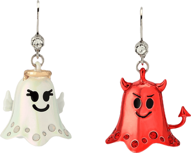 Faux Stone Halloween Angel Devil Mismatch Drop Earrings